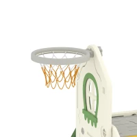 AIYAPLAY Opvouwbare 4-in-1 peuterglijbaan met klimfunctie, basketbalring, opbergruimte en basketbal voor kinderen van 1-3 jaar, crèmewit(m-13)