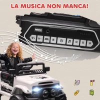 AIYAPLAY Fuoristrada per Bambini con Fanali, Clacson, Cintura e Telecomando, in PP e Metallo, 99x66x68.5 cm, Bianco(m-6)