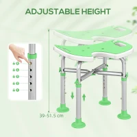 HOMCOM 39-51.5cm 'U' Seat Padded Shower Stool - Green(m-5)