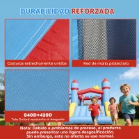 AIYAPLAY Castillo Hinchable para Niños con Soplador Tobogán Trampolín Piscina Pilar de Boxeo y Aro de Baloncesto 277x270x215 cm(m-6)