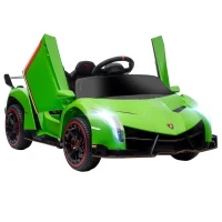 HOMCOM Macchina Elettrica per Bambini Lamborghini Veneno 12V con Telecomando, Età 3-6 Anni, Verde(m-1)