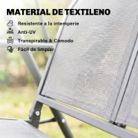 Outsunny Columpio de Jardín Exterior de 3 Plazas con Toldo Reclinable, Balancín de Jardín Exterior con Respaldo Transpirable y Marco de Acero, para Terraza Balcón, 175x118x159 cm, Gris(m-7)