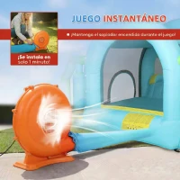 AIYAPLAY Castillo Hinchable Acuático 7 en 1 con Soplador 2 Toboganes Trampolín Piscina Canasta Columna de Boxeo 426x360x198 cm(m-7)