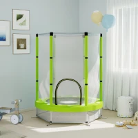 AIYAPLAY Trampolino Elastico per Bambini Ø140 cm con Rete di Sicurezza e Disegni, Età 3-6 Anni, Verde(m-10)