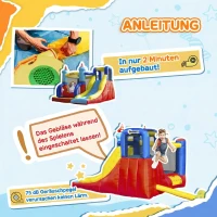 Outsunny Aufblasbare Hüpfburg mit Gebläse Wasserpark für Kinder aufblasbare Rutsche Indoor und Outdoor Kletterwand Trampolin mit Tragetasche für Kinder von 3 bis 8 Jahren 265 x 260 x 200 cm(m-7)