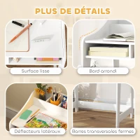 AIYAPLAY Ensemble bureau et chaise pour enfant 3 à 8 ans avec compartiments et étagères ouverts, blanc(m-7)