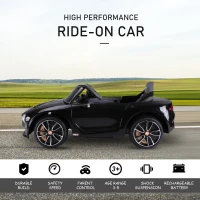 HOMCOM Bentley GT Licensed 12V Electric Car for Kids, Kid's Electric Ride on with Remote Control, Ride on Car with LED Lights, Music, for 3-5 Years, Black(m-7)