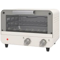 HOMCOM Mini Oven, Small Toaster Oven with Glass Door, Adjustable Temperature and Timer, Accessory Included, 750W, Cream White(m-15)