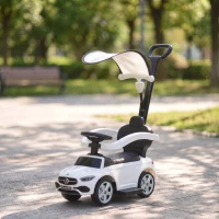 AIYAPLAY Porteur Enfants 3 en 1 Mercedes-Benz sous Licence, Garde-Corps, Espace de Rangement, Klaxon, 83x40x90cm, Blanc(m-2)