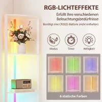HOMCOM LED vloerlamp met 5 planken, dimbaar, RGB-kleurwissel en afstandsbediening(m-4)