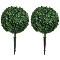 HOMCOM Kunstmatige Buxusboom Duo, Realistisch & Weerbestendig, Onderhoudsvrij, 70 cm Hoog(m-1)