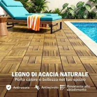 Outsunny Piastrelle Pavimenti, 10 pezzi, Esterni, 31x31 cm, Naturale.(m-4)