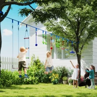 AIYAPLAY 10-Piece Zip Line Kit for Kids with 10m Slackline, Monkey Bars, Swing, Climbing Ladder, Hanging Tray, Metal Rings(m-2)