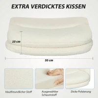 HOMCOM Mobiele bureaustoel met stoffen bekleding, armleuningen en 5 wielen, draaibaar, crèmewit(m-4)