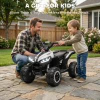 HOMCOM 12V Ride-On Quad Bike w/ Music, Horn, for Ages 3-5 Years - White(m-8)