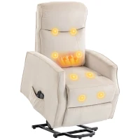 HOMCOM Fotoliu Electric cu Ridicare, Fotoliu Relax cu Masaj și Încălzire, Bej(m-11)
