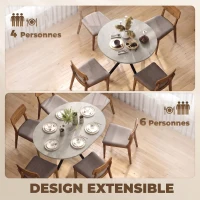 HOMCOM Table à manger extensible ovale pour 4 à 6 personnes, table de cuisine avec rallonge 100-135 cm, effet pierre grise(m-4)