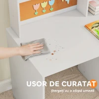 AIYAPLAY Birou pentru copii cu rafturi, dulap, sertar și scaun asortat din MDF alb(m-8)
