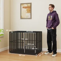 PawHut Heavy Duty Dog Crate, Dog Cage with Wheels for Medium Large Breeds, Metal Pet Kennel with Removable Tray(m-3)