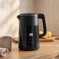 HOMCOM Electric Kettle, 1.7L Fast Boil 3kW Water Kettle with UK Strix Thermostat, LED Display, Keep Warm Function, Black(m-2)