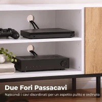 HOMCOM Mobile Porta TV fino a 55 Pollici con Ripiani Regolabili e Armadietto, Bianco(m-7)