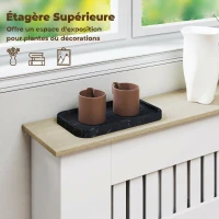 HOMCOM Couvercle de Radiateur en Bois à Lattes avec Détails Croisés et Étagère Supérieure, 78 x 19 x 81 cm, Blanc(m-5)