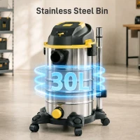 HOMCOM 1400W Vacuum Cleaner, 3-in-1 Wet and Dry Vacuum Cleaner with Blowing Mode and 30L Stainless Steel Tank, Yellow(m-5)