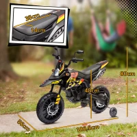 AIYAPLAY Moto électrique enfants sous licence Aprilia avec 2 moteurs 12V, roues d'entraînement, lumière LED, musique - jaune(m-3)
