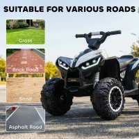 HOMCOM 12V Ride-On Quad Bike w/ Music, Horn, for Ages 3-5 Years - White(m-5)