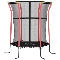 HOMCOM Trampoline pour enfant 1,22 x 1,11 x 1,9 m filet de sécurité porte zippée 6 poteaux rembourrés inclus rouge noir