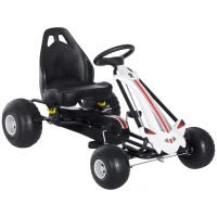 HOMCOM Vélo et véhicule pour enfants kart à pédales siège réglable frein manuel roues AR plastique acier noir blanc(m-1)