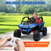 AIYAPLAY Elektrische Kinderauto 24V UTV met 2,4 GHz afstandsbediening, 4 motoren, kinderwagen met claxon, muziek, koplampen, elektrisch voertuig voor kinderen van 3-8 jaar, blauw(m-9)