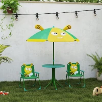 AIYAPLAY Gartenmöbel-Set für Kinder, Stühle, Tisch, Sonnenschirm, Bienen-Design, Grün+Gelb(m-10)