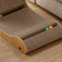 PawHut Cat Scratching Board Wall Mounted Cat Scratcher Corrugated 3 Toy Balls 39 x 23.5 x 57.5 cm Brown(m-9)