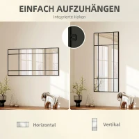 HOMCOM Wandspiegel met metalen frame en zwarte lijnen, meerlaags glas, 50B x 2D x 110H cm(m-5)