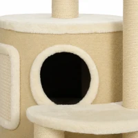 PawHut Krabpaal met 2-laags kattenhol, sisal krabpalen, platform, sisalbord en speelbal, voor katten tot 5 kg(m-10)