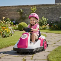 AIYAPLAY Kids Bumper Car with 360-Degree Rotation, 6V Electric Ride On Car with Music and Horn for 3-8 Years Old, Pink(m-2)