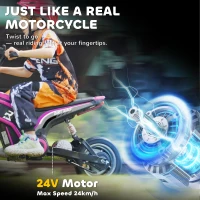 HOMCOM Moto cross électrique enfant moto électrique enfants moteur 350 W batterie 12V 8-16 km/h pneus gonflables 12'' rose(m-5)