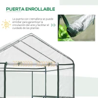 Outsunny Invernadero de Exterior Invernadero de Jardín de 3 Niveles con Estantes Marco de Acero Cubierta de PVC para Cultivo de Plantas Flores Verduras 143x143x195 cm Translúcido y Verde(m-6)