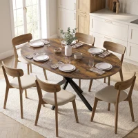 HOMCOM Uitschuifbare eettafel voor 4-6 personen, industriële keukentafel met stalen X-poten, rustiek bruin(m-2)