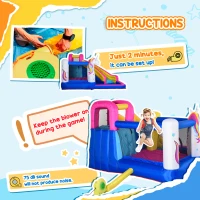 Outsunny 5 in 1 Bouncy Castle, with Blower, for Ages 3-8 Years - Multicoloured(m-9)