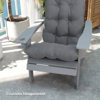 Outsunny Lot de 2 Coussin de Siège pour Chaise Adirondack avec Attaches Sécurisées, Design Capitonné Doux et Épais, Gris(m-9)