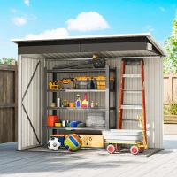 Outsunny Metalen tuinschuur 2,68 m², afsluitbare tuinberging met 3 deuren, ventilatie en lessenaarsdak, incl. handschoenen(m-8)