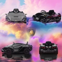 HOMCOM Macchina Elettrica per Bambini 3-5 Anni Lamborghini 12V con Telecomando e Velocità 3-5km/h, Nero(m-8)