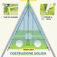 AIYAPLAY Gioco per Bambini 4 in 1 con 2 Altalene da Giardino, Canestro e Porta da Calcio, 215x180x182 cm, Verde e Grigio(m-7)