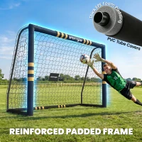 SPORTNOW Football Goal, 8 x 5ft Portable Football Net with EPE Foam Padding, PVC Tube Covers Ground Stakes and Metal Frame(m-5)
