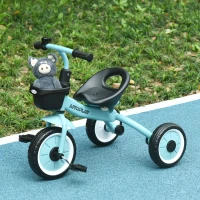 AIYAPLAY Dreirad für Kinder 2-5 Jahre, höhenverstellbarer Sitz, Klingel, Fahrradkorb, Metallrahmen, blau(m-10)