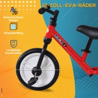 HOMCOM kinderloopfiets kinderfiets zijwielen pedalen 2-5 jaar PP rood(m-7)