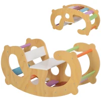 AIYAPLAY Gioco per Bambini 2 in 1 Arco Montessoriano e Sedia a Dondolo per Uso Interno, in Legno di Pino, 91x41x48 cm(m-1)