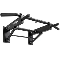 SPORTNOW Pull Up Bar Wall Mounted Chin Up Bar with Folding Design, 3 Hooks for Resistance Bands, Supports up to 120 kg, Black(m-1)